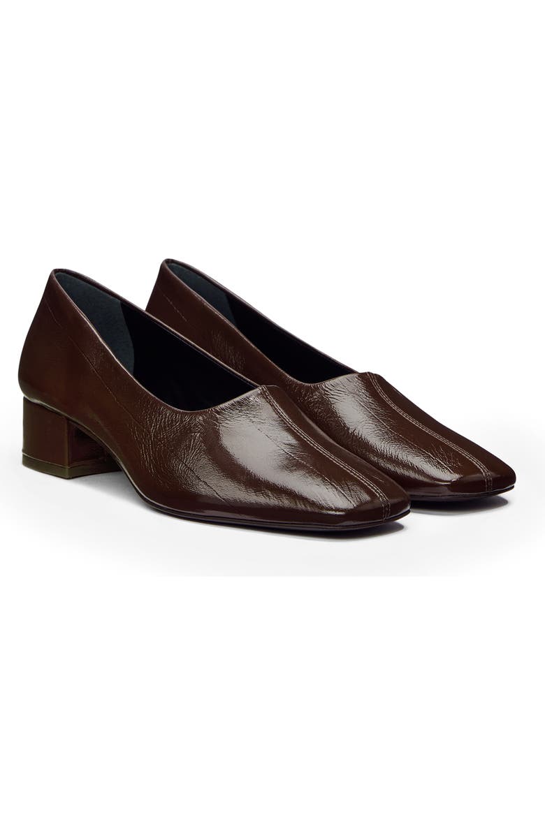 Reformation Inez Square Toe Pump, Main, color, Espresso Eel