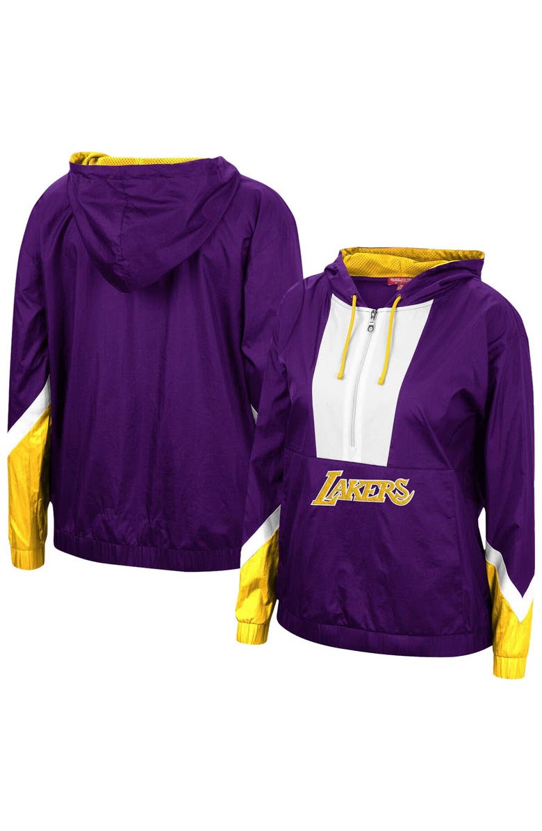 Mitchell & Ness Women's Mitchell & Ness Purple Los Angeles Lakers Half-Zip Windbreaker 2.0 Hoodie, Main, color, Purple