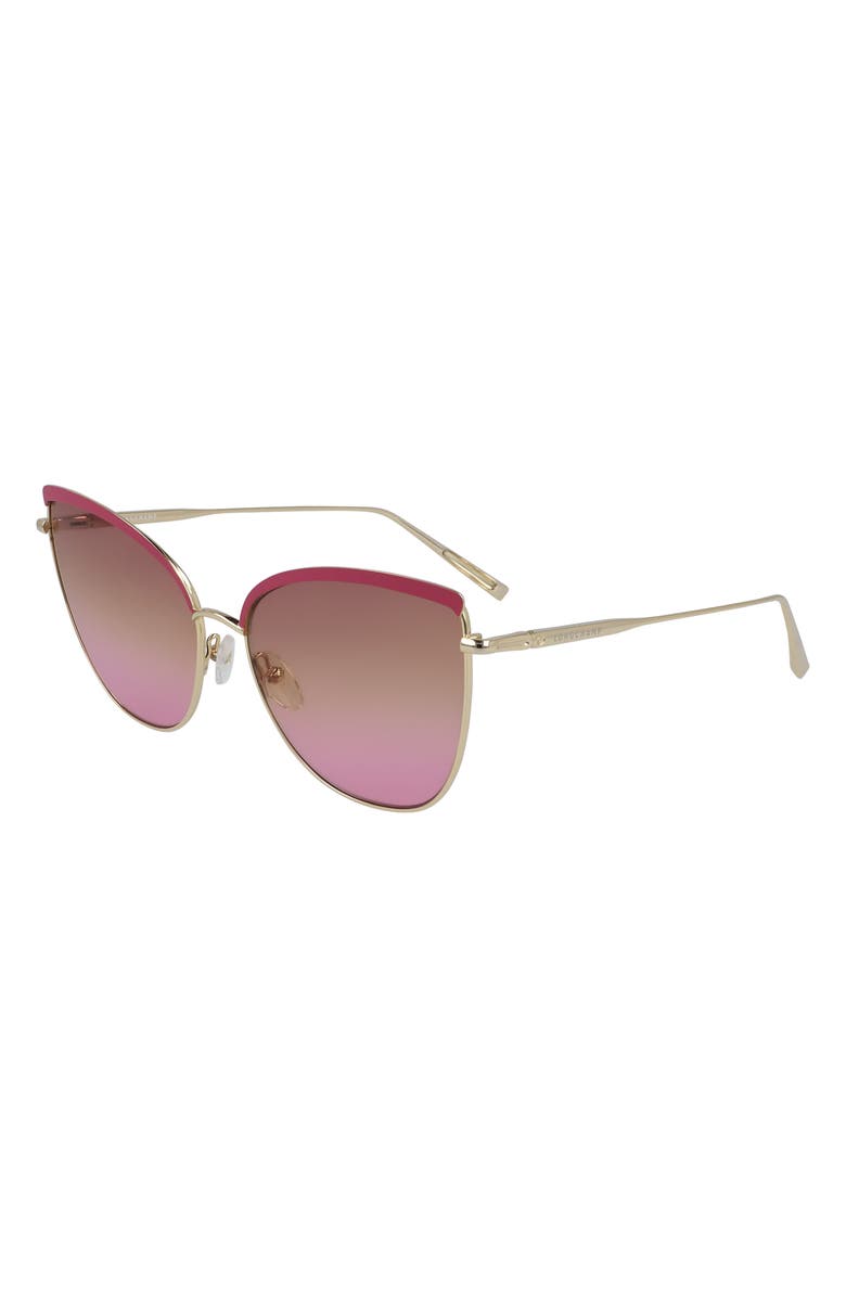 Longchamp Roseau 60mm Gradient Butterfly Sunglasses, Alternate, color, Gold/ Rose
