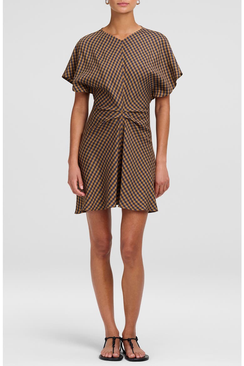 Leni Gingham Minidress, Main, color, PECAN/ NAVY