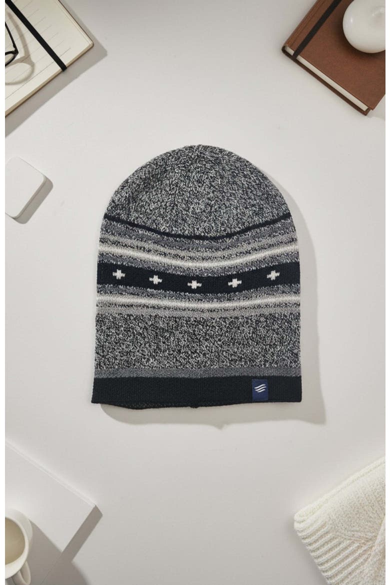 The Merino Wool Slouchy Modern Fair Isle Beanie, Alternate, color, Black