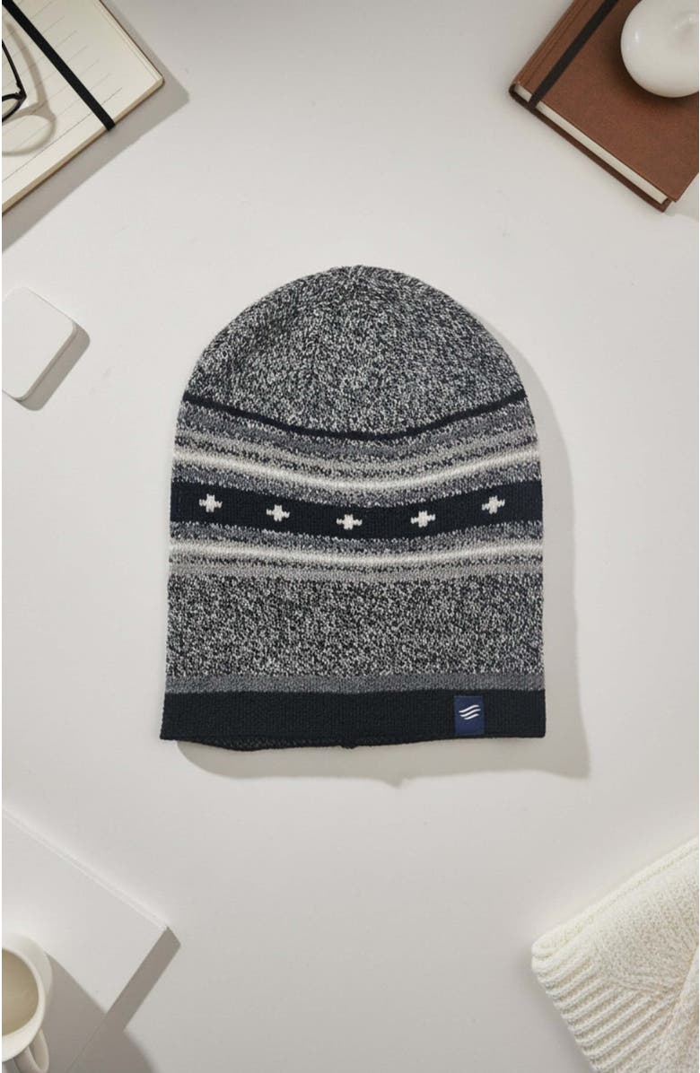 United By Blue The Merino Wool Slouchy Modern Fair Isle Beanie, Alternate, color, Black
