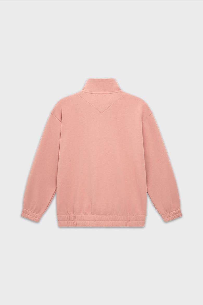 Girls Zip Collar French Terry Sweatshirt, Alternate, color, Pink