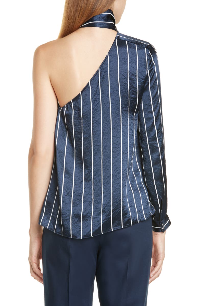 HUGO Casini One-Shoulder Hammered Satin Top, Alternate, color, 