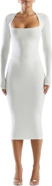 Naked Wardrobe Squared Away Long Sleeve Thong Bodysuit