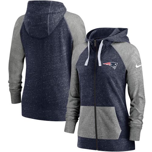 Nike Heathered Navy New England Patriots Gym Vintage Full-zip Hoodie