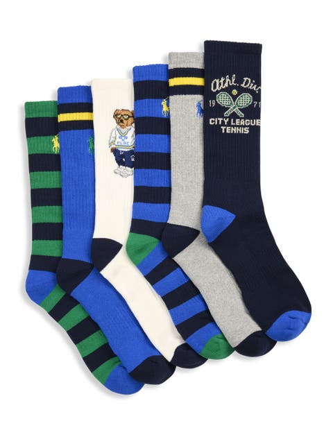 Big & Tall 6-pk Athletic Bear Crew Socks