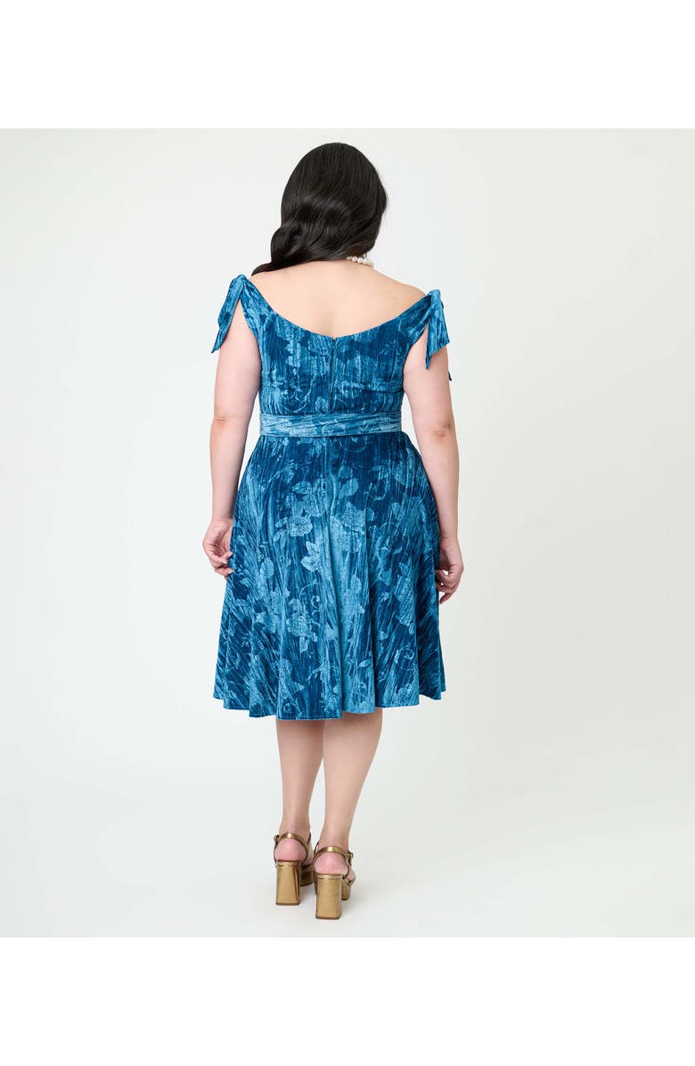 Unique Vintage Plus Size Velvet Prairie Swing Dress, Alternate, color, Navy