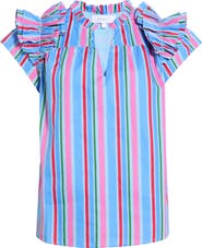 SUGARLIPS Jaimie Stripe Ramona Ruffle Cotton Top