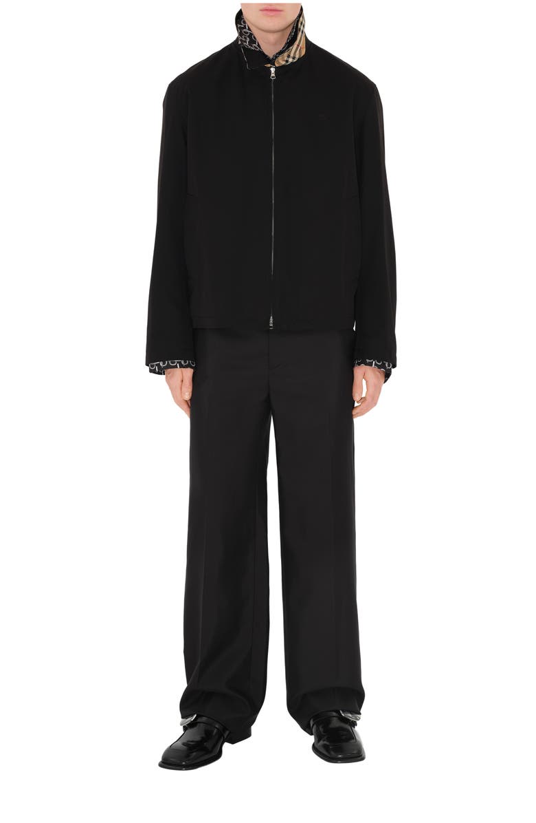 Burberry Gabardine Harrington Jacket, Main, color, Black