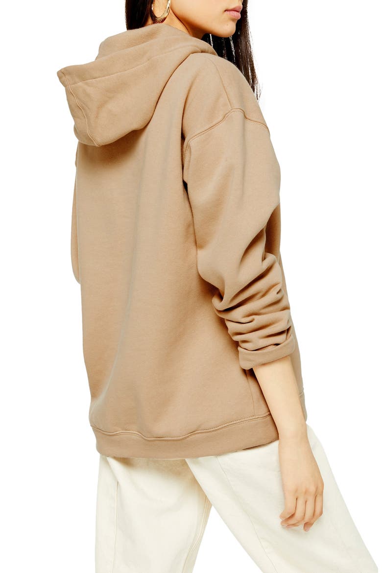 Quarter-Zip Hooded Sweatshirt, Alternate, color, STONE