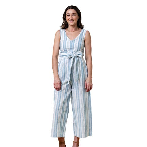 Womens' Tie-Waist Wide Leg Jumpsuit