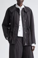 Lafayette 148 New York Oversize Cotton & Nylon Funnel Neck Jacket