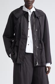 Lafayette 148 New York Oversize Cotton & Nylon Funnel Neck Jacket