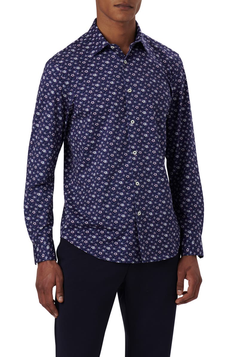 Bugatchi James OoohCotton<sup>®</sup> Floral Button-Up Shirt, Main, color, 