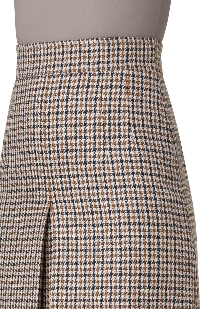 Akris punto Houndstooth Shetland Tweed Wool A-Line Skirt, Alternate, color,