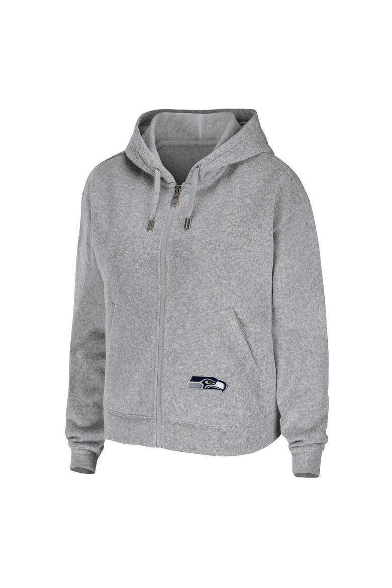 Women's WEAR by Erin Andrews Heathered Gray Seattle Seahawks Team Full-Zip Hoodie, Alternate, color, Navy