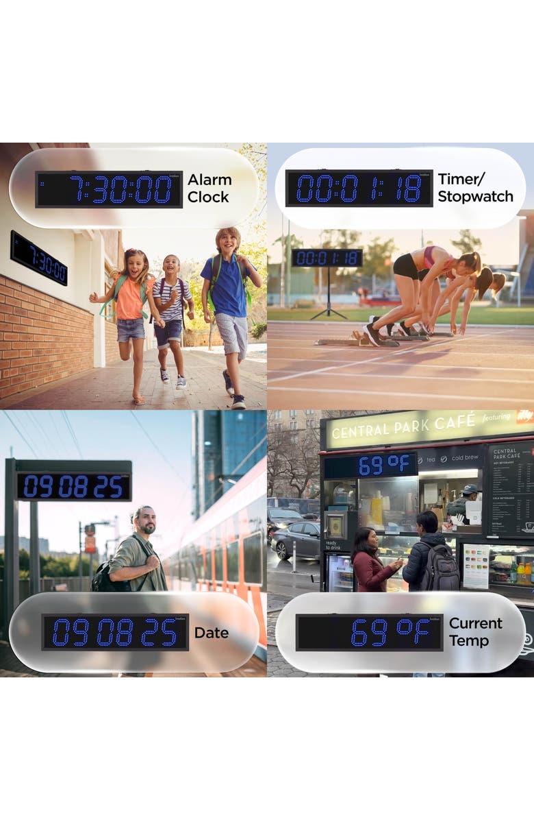 Ivation 48 Waterproof Outdoor Digital LED Clock with Auto Time Sync, Temperature & Date, Alternate, color, Blue