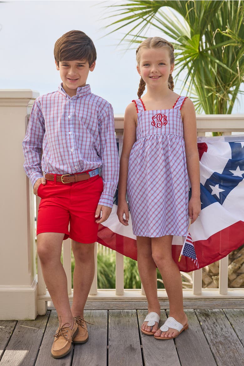 Kids' Button Down Shirt Blend, Alternate, color, Patriotic Plaid
