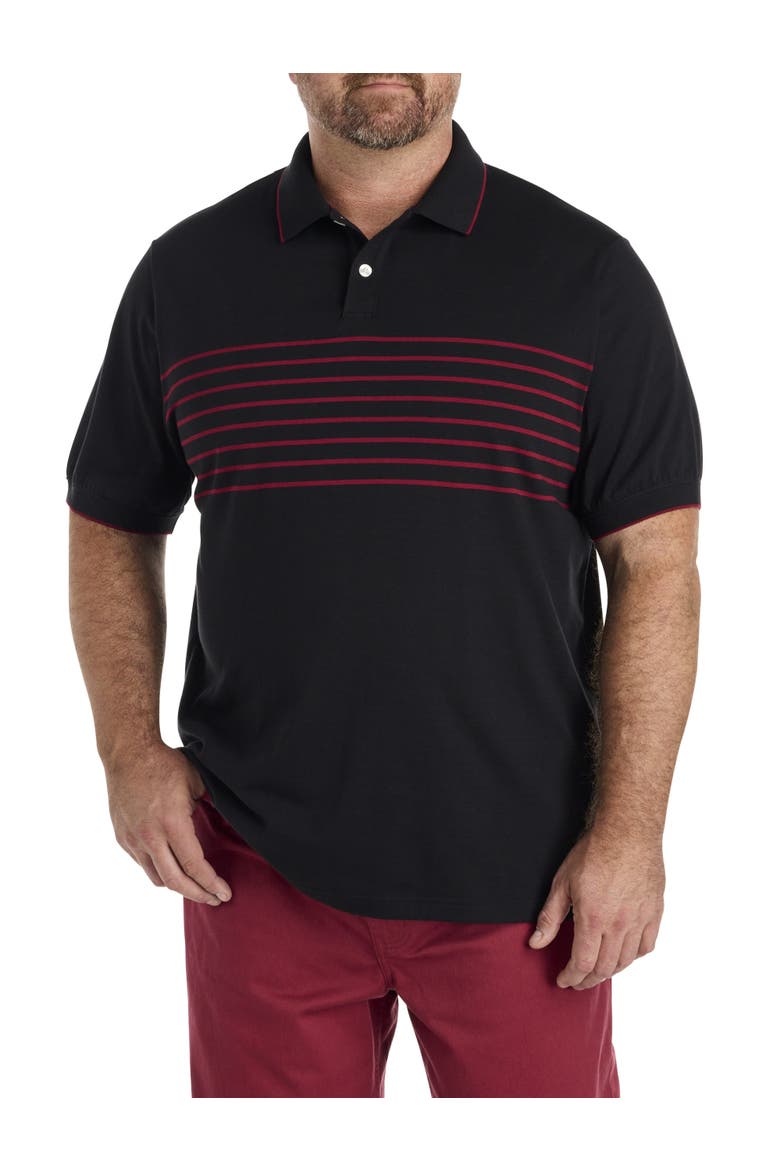 Big & Tall Chest-Striped Polo Shirt V2, Main, color, CAVIAR
