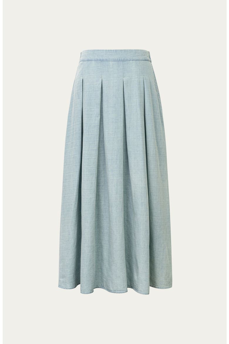 Amaia Pleated Maxi Skirt, Alternate, color, Chambray Blue