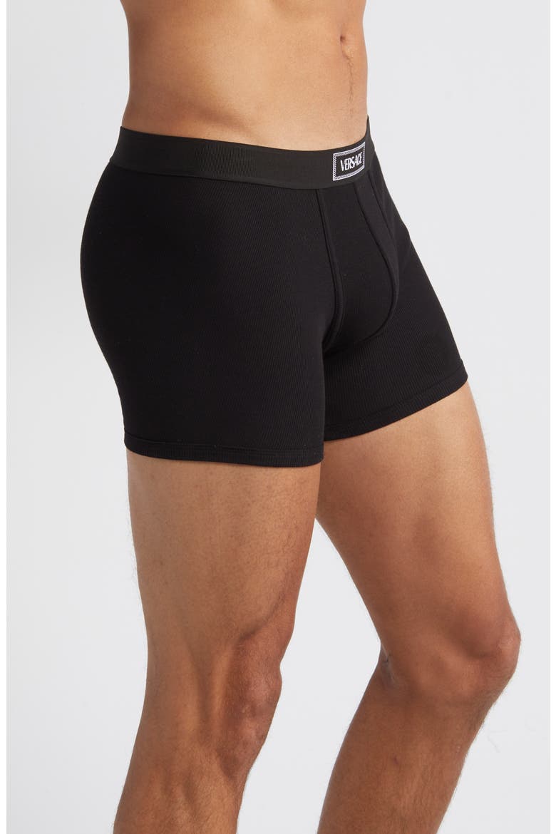 '90s Logo Cotton Rib Trunks, Alternate, color, BLACK