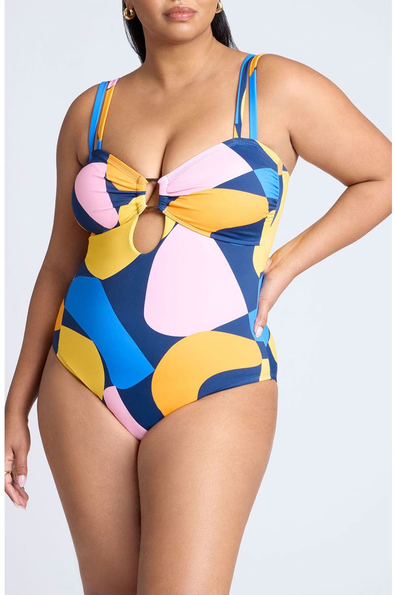 Cutout One-Piece Swimsuit, Main, color, MULTI
