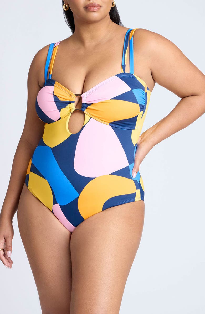 ELOQUII Cutout One-Piece Swimsuit, Main, color, 