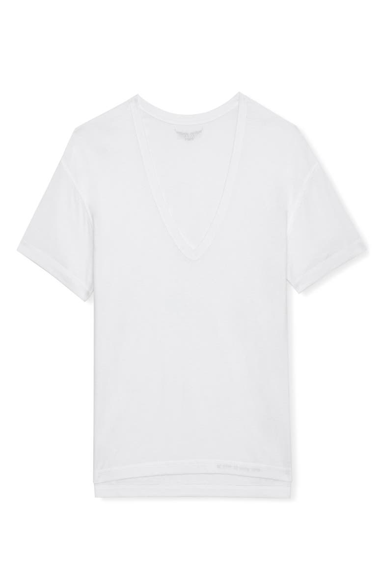 Zadig & Voltaire Marta Wings Strass Embellished V-Neck T-Shirt, Alternate, color, 