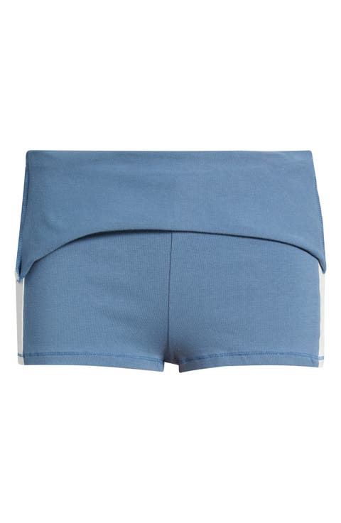Foldover Stretch Cotton Mini Shorts