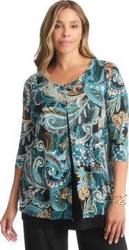 Jessica London Crew Neck Double Layered Tunic