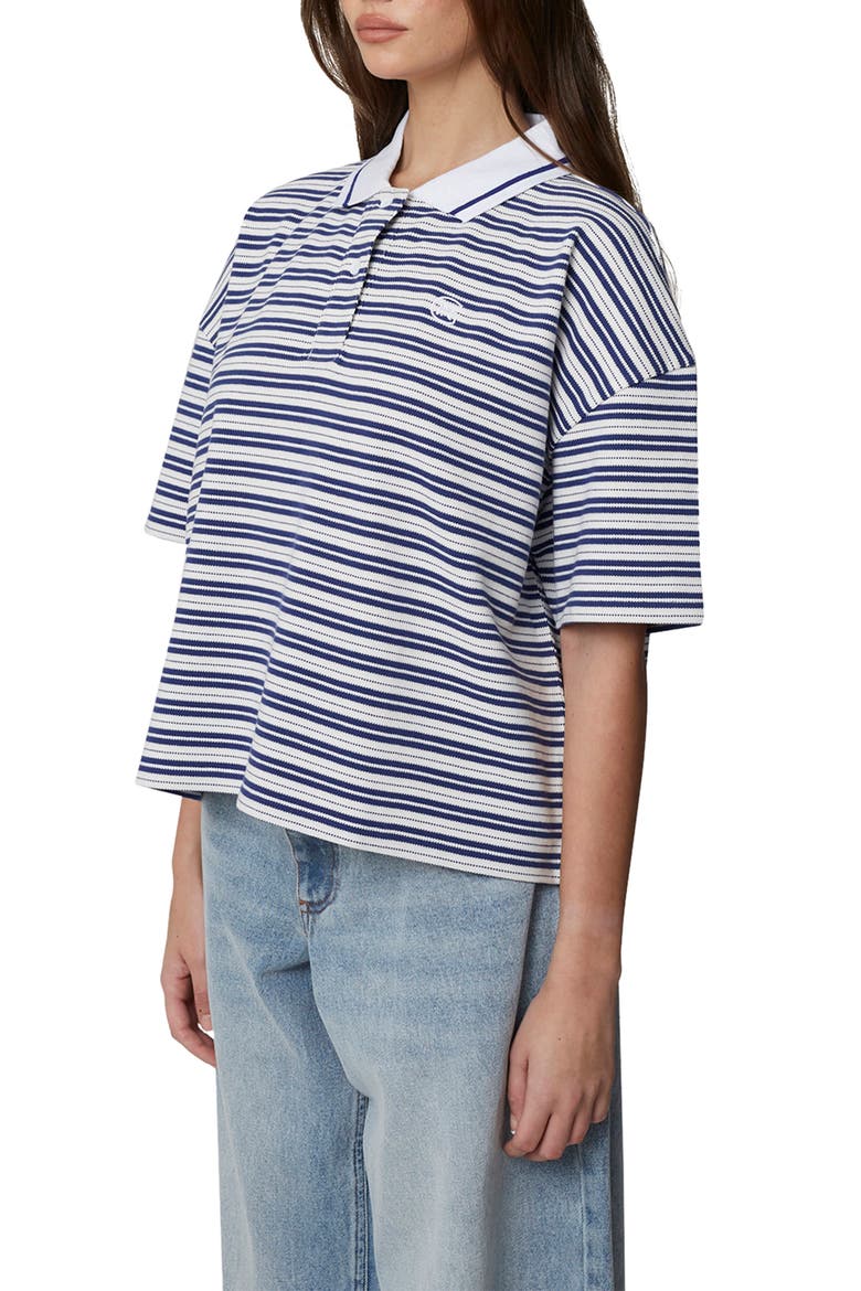 Short Sleeve Striped Polo, Alternate, color, Blue