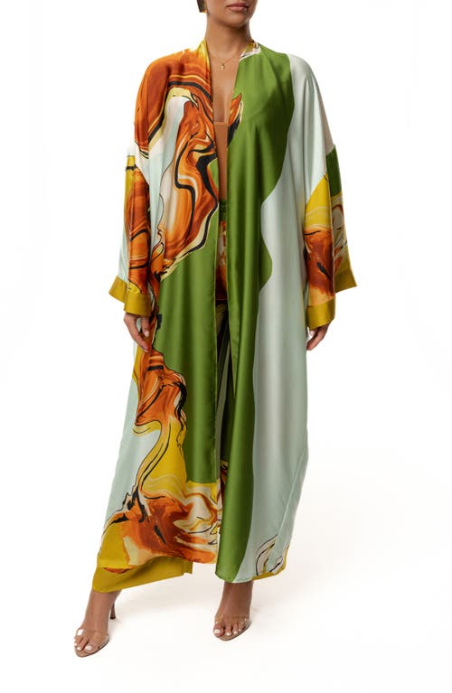 Jluxlabel Nola Satin Maxi Duster In Green