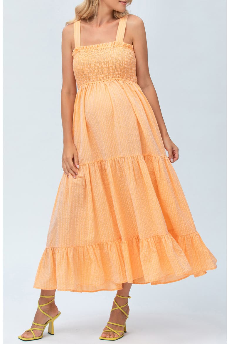 Cotton & Linen Maternity Maxi Dress, Main, color, LIGHT/ PASTEL ORANGE