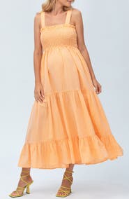 Pietro Brunelli Maternity Cotton & Linen Maternity Maxi Dress
