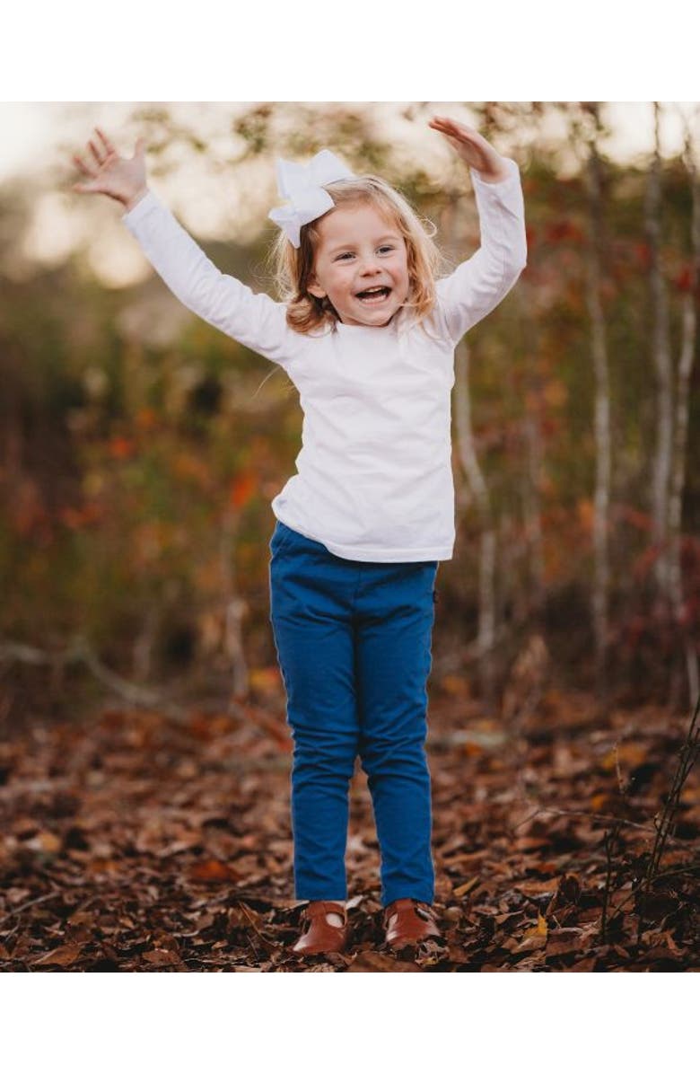 CITY THREADS Girls Soft Cotton UPF 50+ Jersey Pocket Pants, Alternate, color, Black