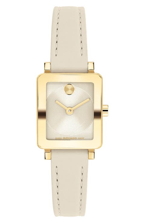 Mini Bold Evolution 2.0 Tank Leather Strap Watch, 20mm x 23mm