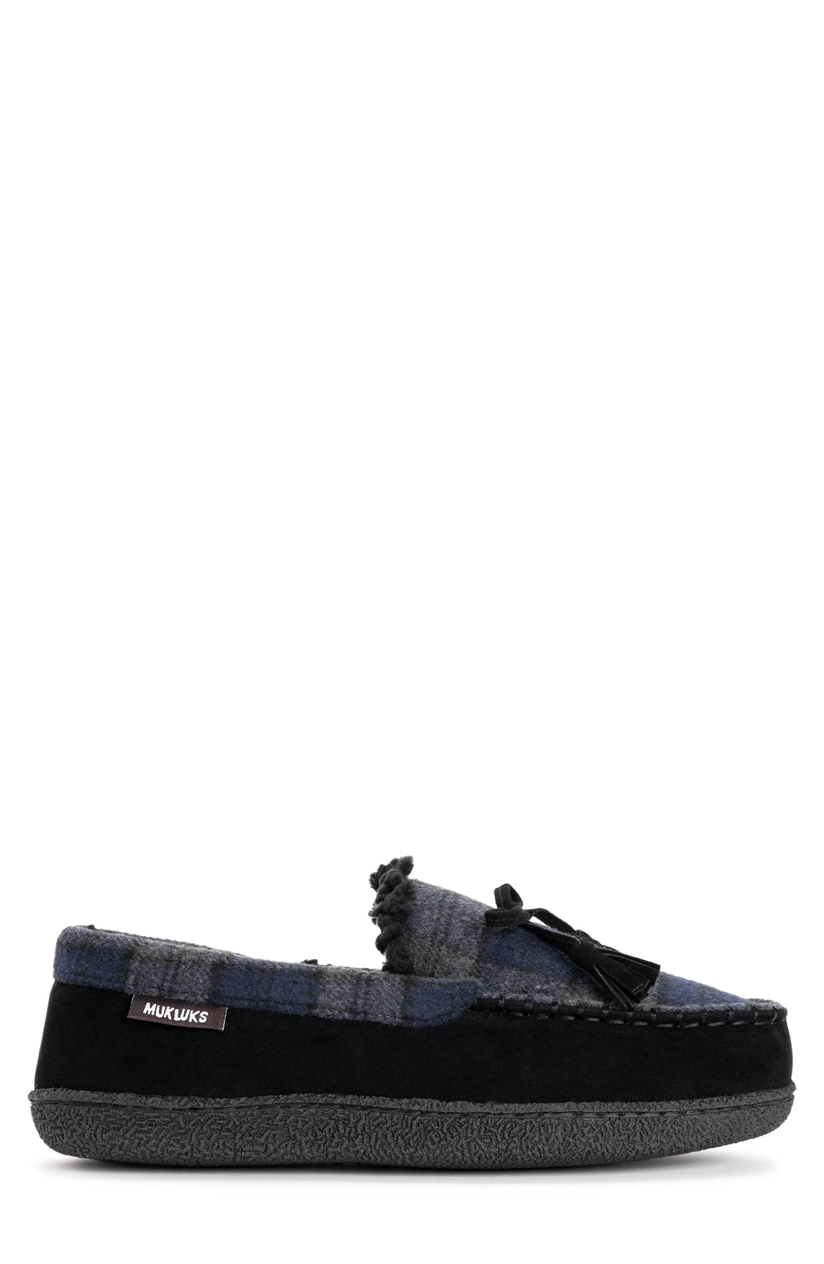 MUK LUKS Tanver Plaid Faux Shearling Lined Moccasin Slipper, Alternate, color, 