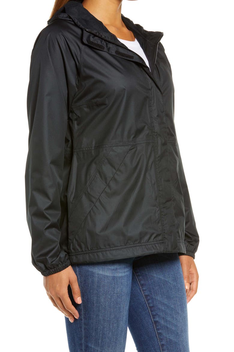 Packable Waterproof Hooded Windbreaker Jacket, Alternate, color, BLACK