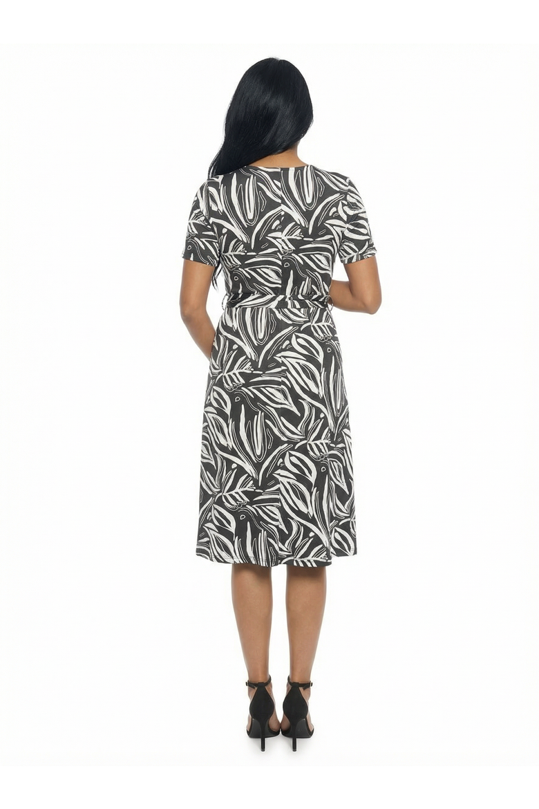 Maternity Abstract V-Neck A-Line Midi Dress, Alternate, color, Black Multi