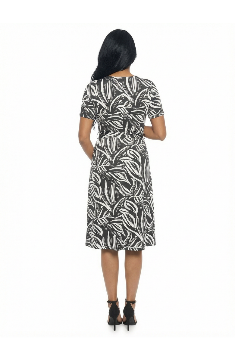 24seven Comfort Apparel Maternity Abstract V-Neck A-Line Midi Dress, Alternate, color, Black Multi
