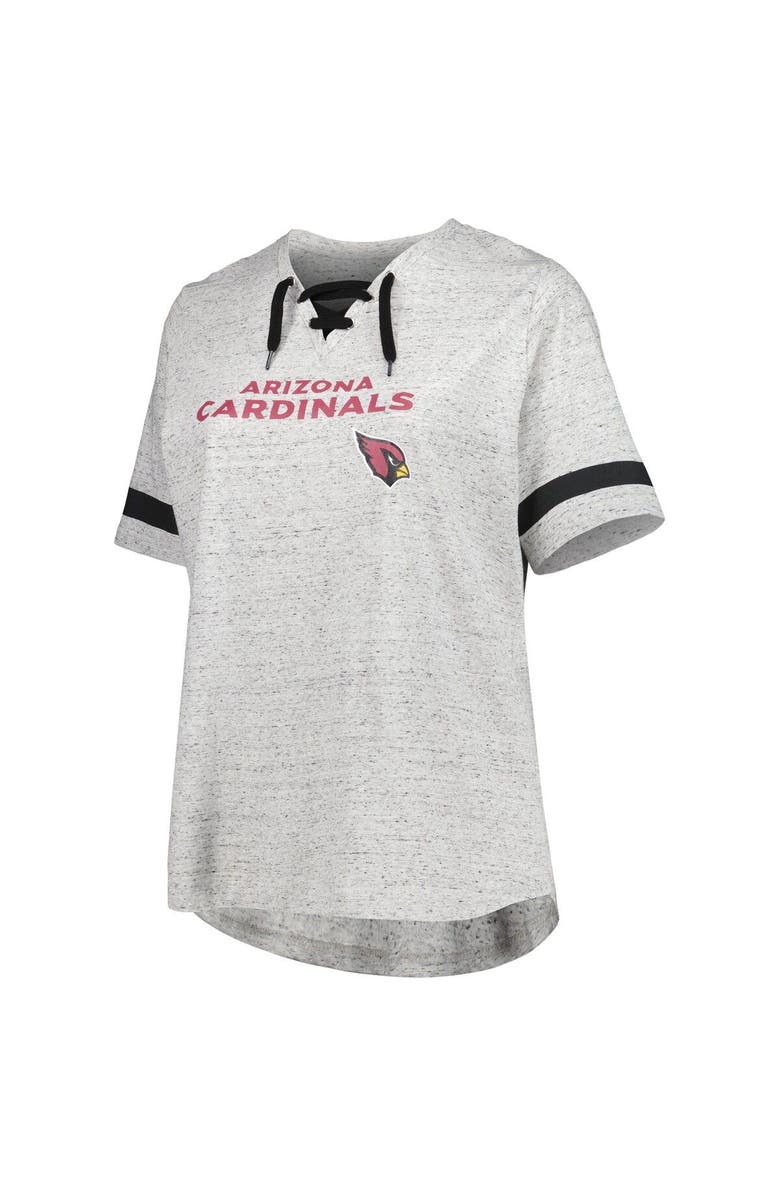 PROFILE Women's Heather Gray Arizona Cardinals Plus Size Lace-Up V-Neck T-Shirt, Alternate, color,
