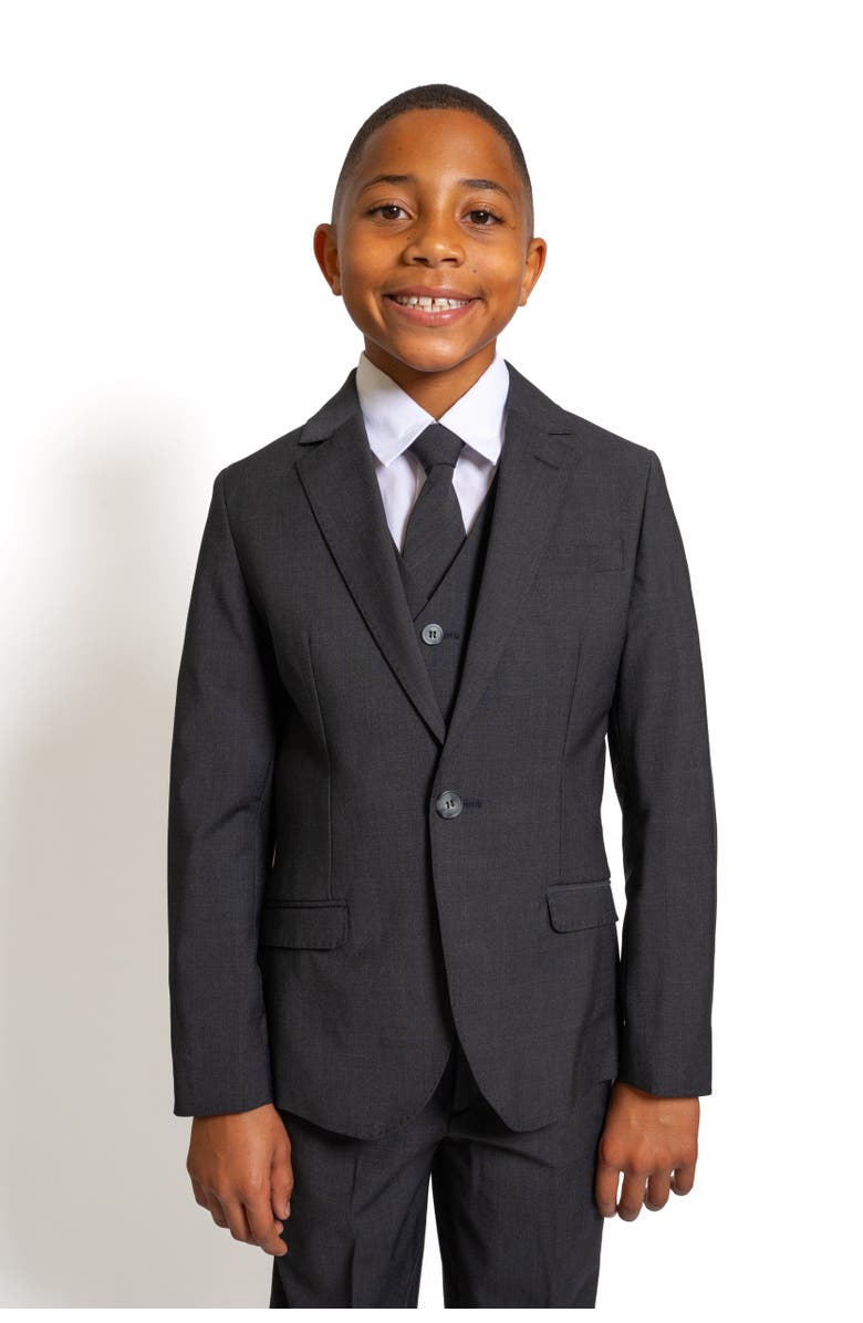 Peanut Butter Collection Kids' Luxor 5-Piece Slim Fit Suit, Alternate, color, Kem Charcoal