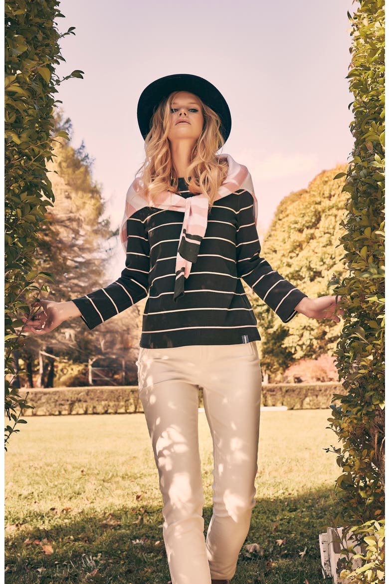 Volley Stripe Knit Top, Alternate, color, OLIVE FERN