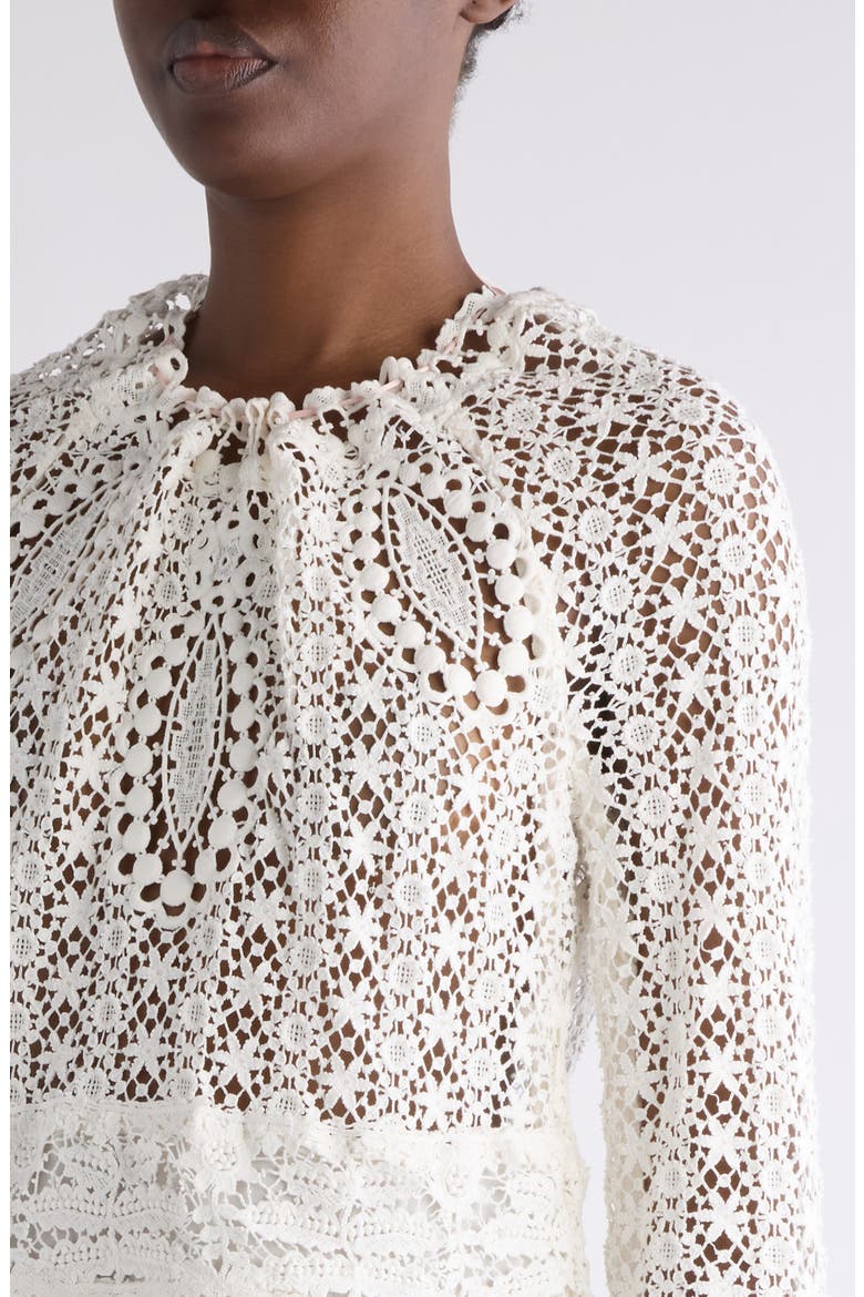 Hizene Long Sleeve Lace Minidress, Alternate, color, WHITE