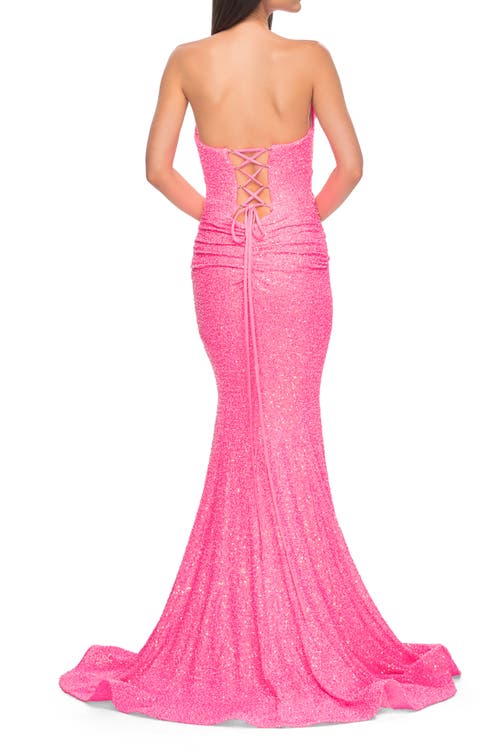 La Femme Strapless Sweetheart Mermaid Sequin Prom Gown