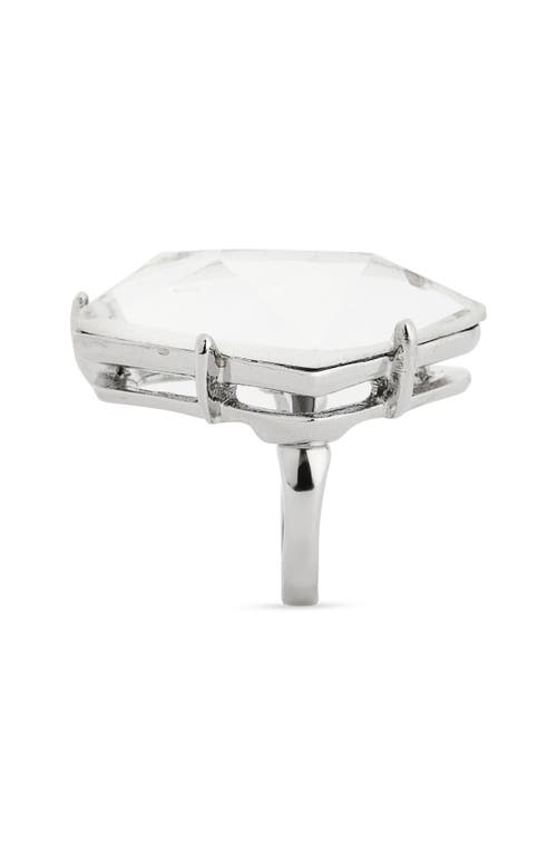 Cz By Kenneth Jay Lane Abstract Crystal Ring In Polished Silver