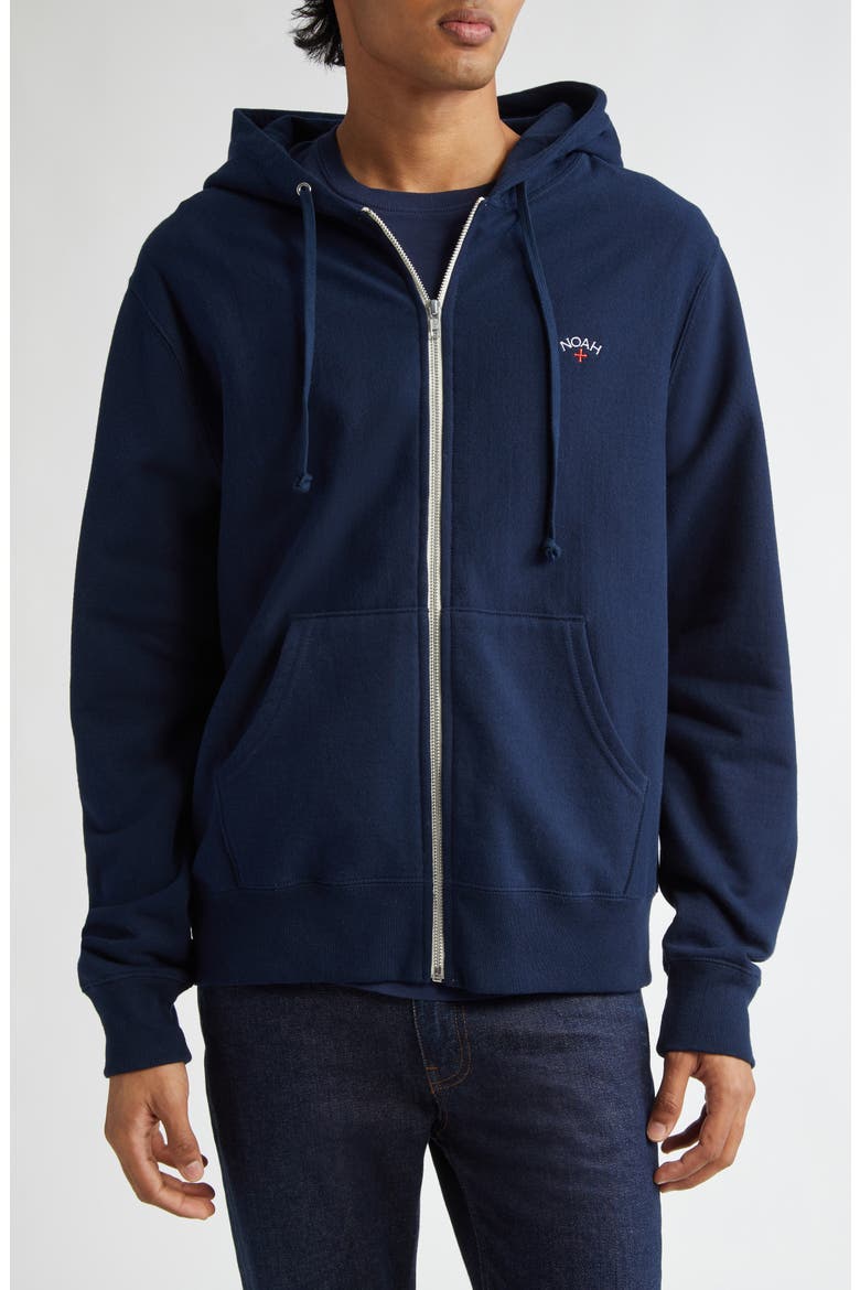 Lightweight Cotton Zip Hoodie, Main, color, NAVY