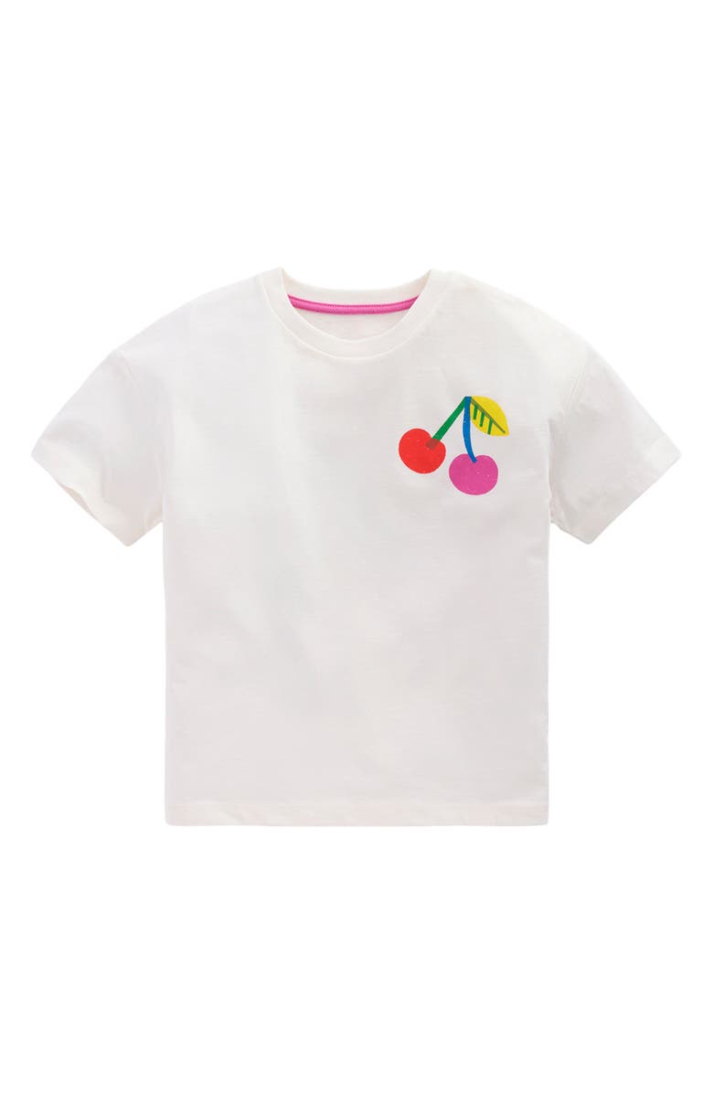 Mini Boden Kids' Cherry Cotton Graphic T-Shirt, Main, color, Soft Ivory Cherries