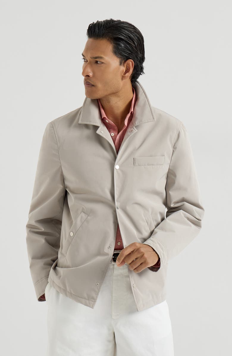 Brunello Cucinelli Bonded nylon outerwear jacket, Main, color, Dove Grey